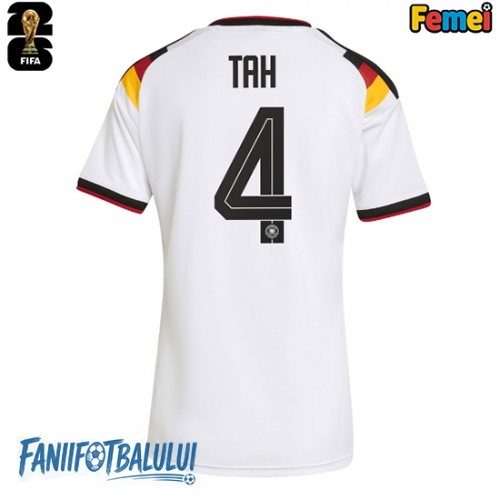 Germania Jonathan Tah #4 Echipament de Fotbal Replică Mondial 2026 Femei Acasa Germania Jonathan Tah #4 Echipament de Fotbal Replică Mondial 2026 Femei Acasa